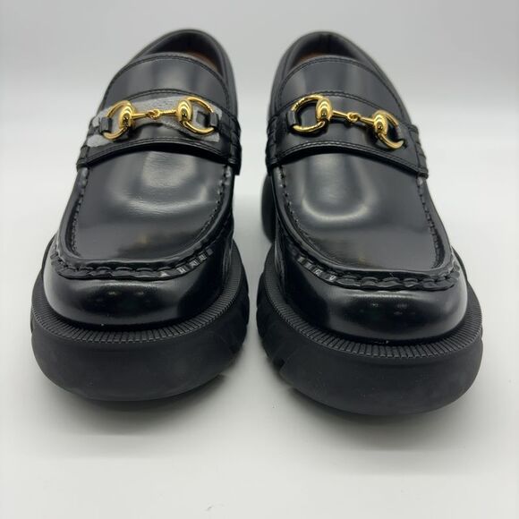 Gucci Women’s Loafers Lug Sole Horsebit In Black
